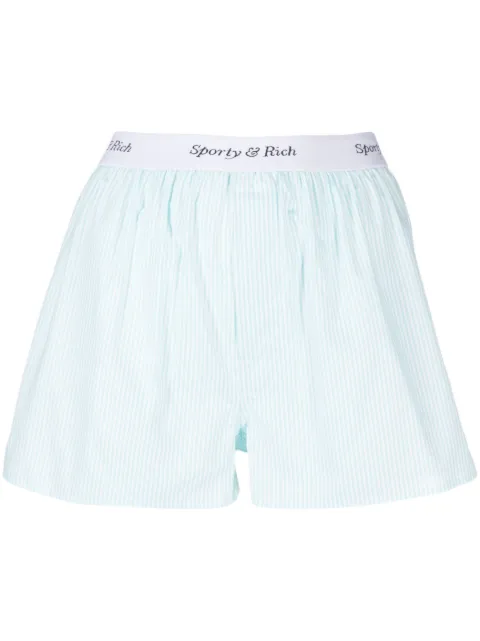 Sporty & Rich logo-waistband striped boxer shorts