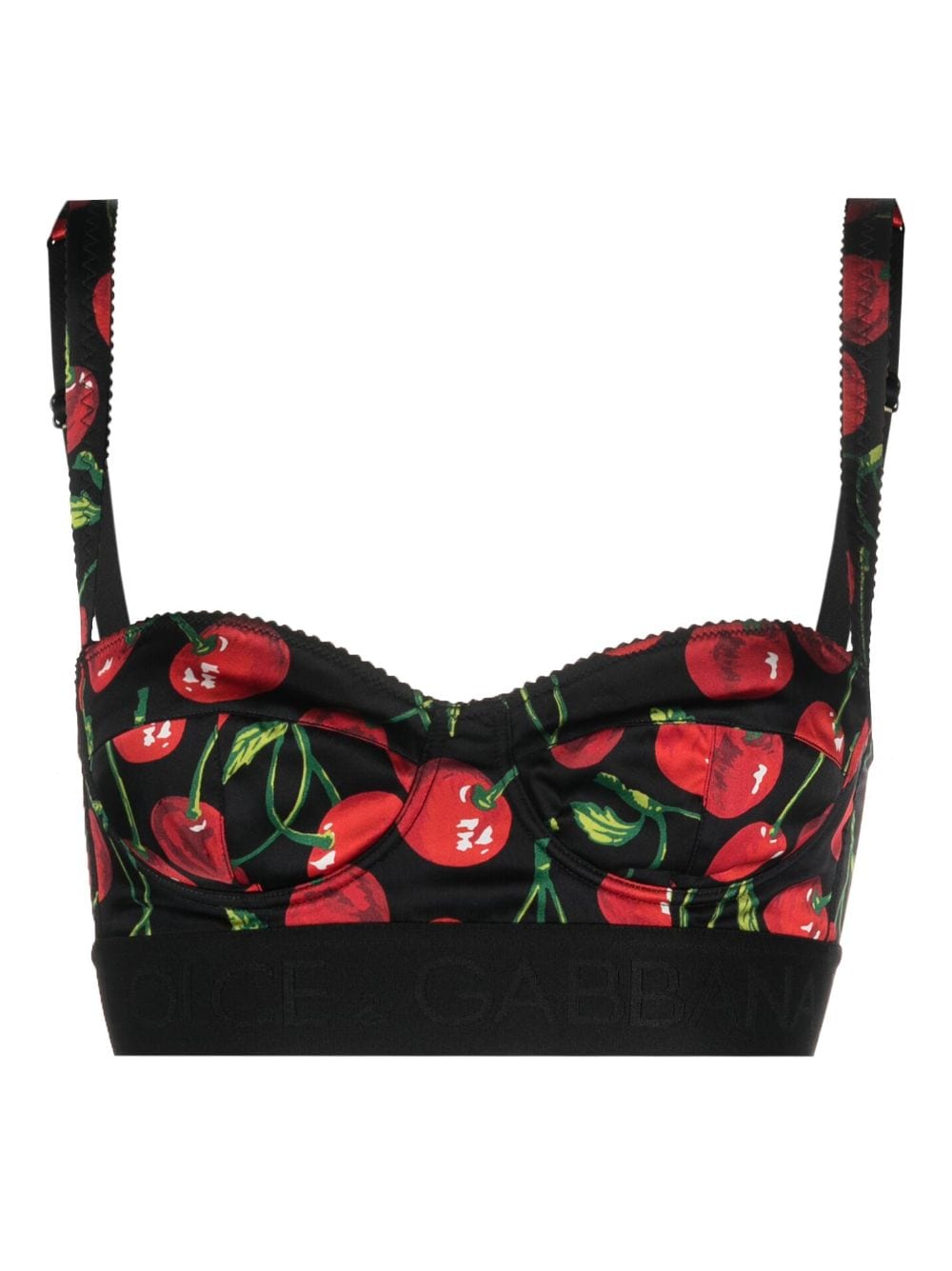 Dolce & Gabbana cherry-print logo-underband bra - Black