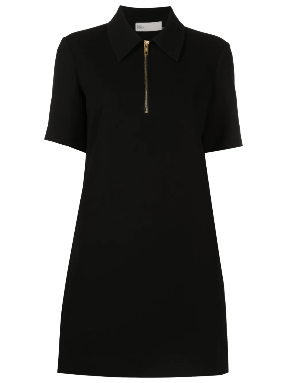 Tory Burch Short-sleeve Crepe Polo Shift Dress In Black