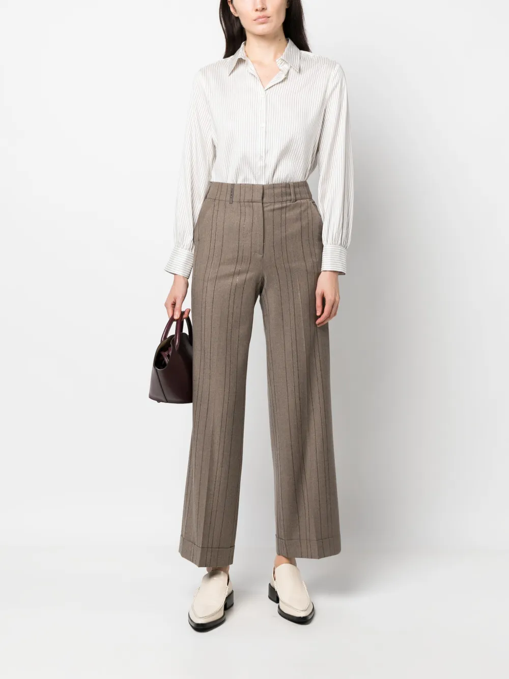 Peserico Blouse met krijtstreep - Wit