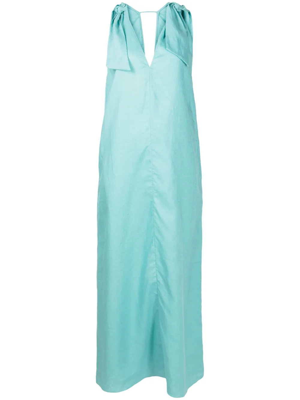 bow-detailing linen dress