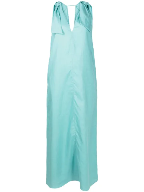 Adriana Degreas bow-detailing linen dress