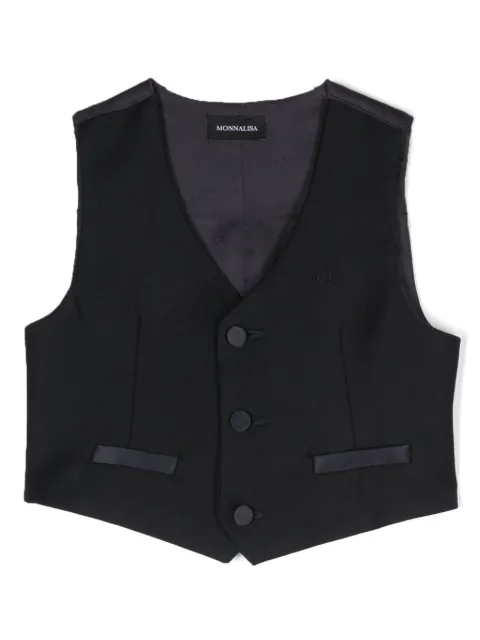 Monnalisa logo-embroidered sleeveless waistcoat