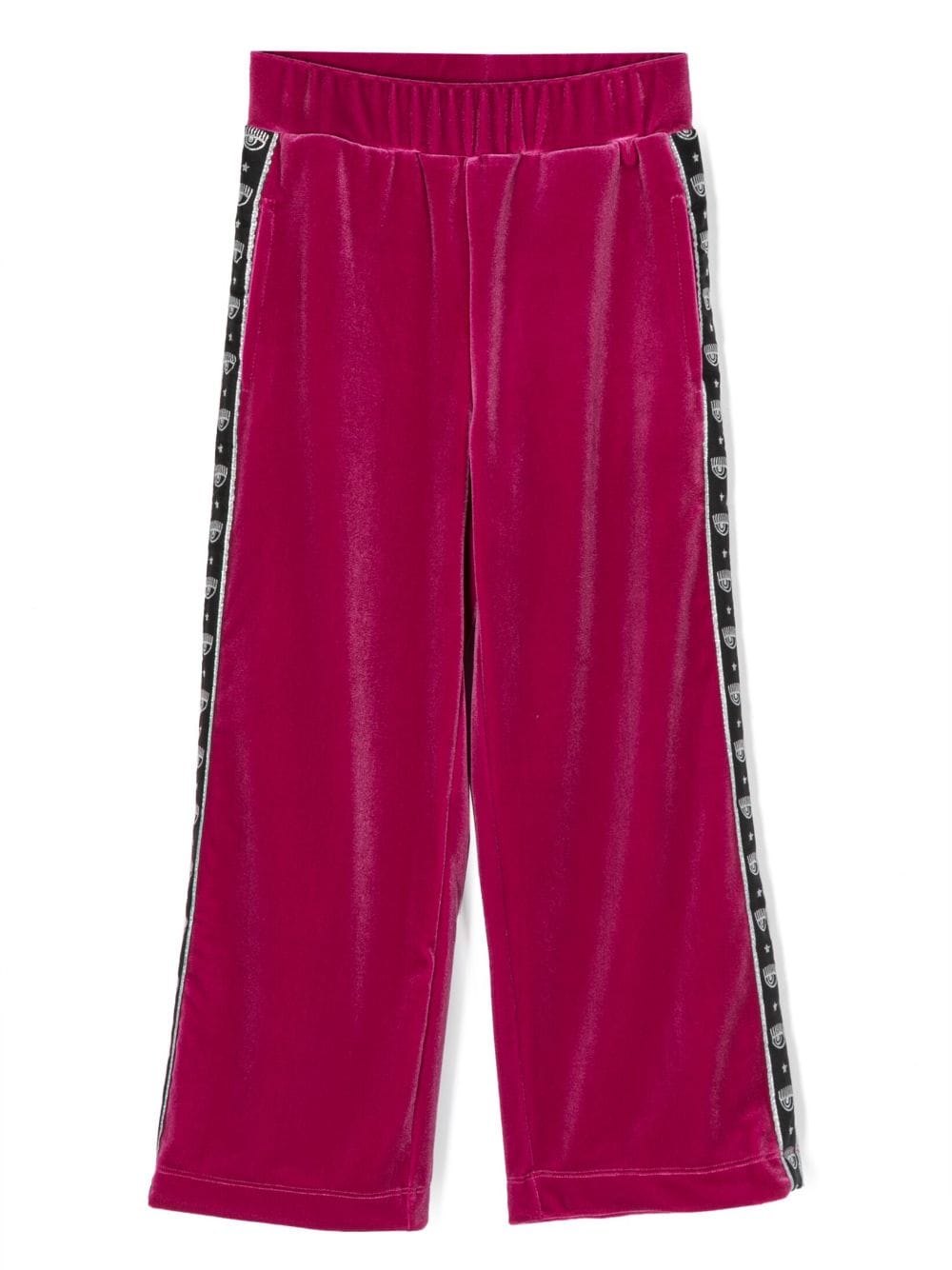 chiara ferragni kids pantalon en velours à motif graphique - rose