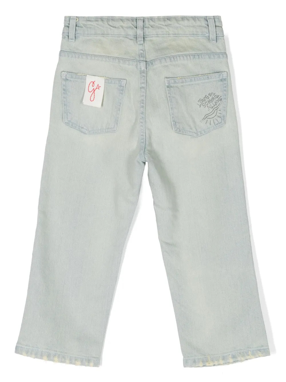 Golden Goose Kids distressed-effect straight-leg jeans - Blauw