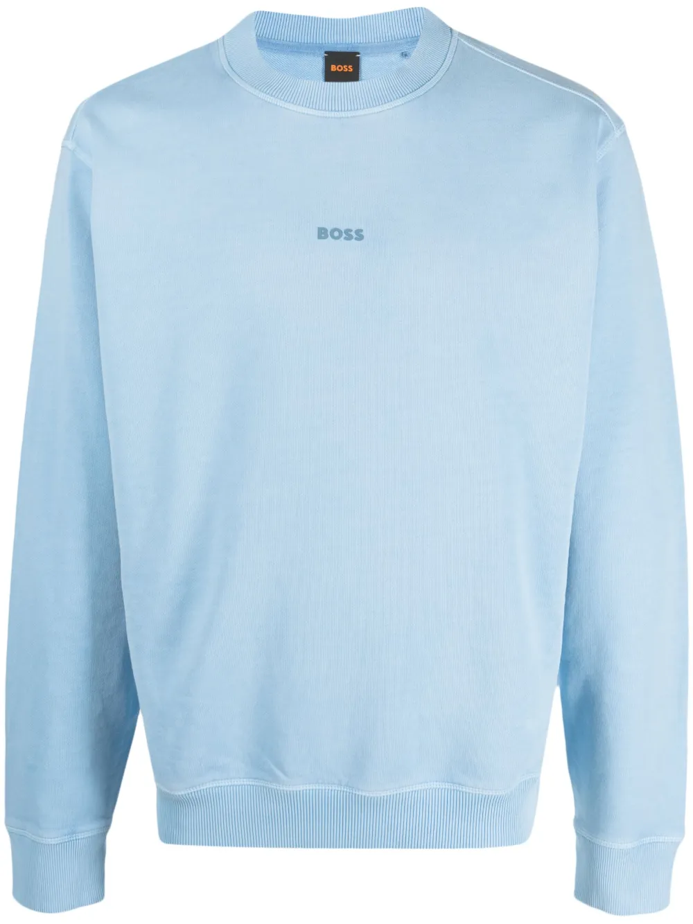 Hugo Boss Embroidered-logo Cotton Sweatshirt In Blue