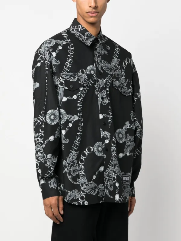Versace Jeans Couture Chain Coutureプリント シャツ | ブラック
