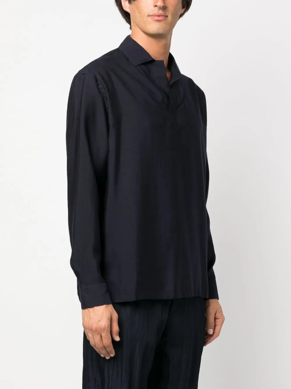 Armani campcollar longsleeved Shirt Farfetch