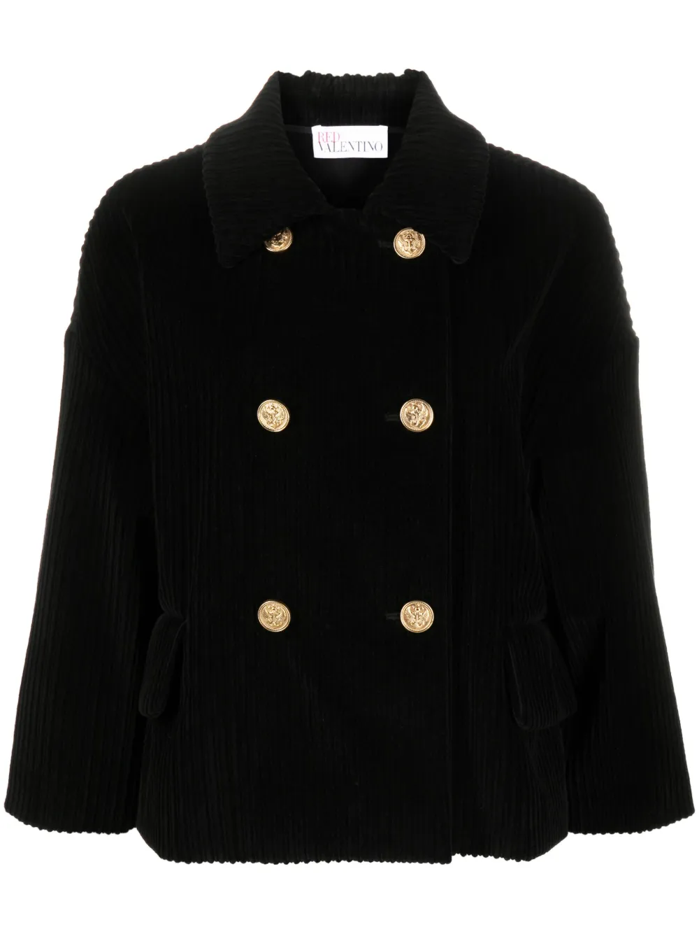 RED Valentino double-breasted Corduroy Pea Coat - Farfetch