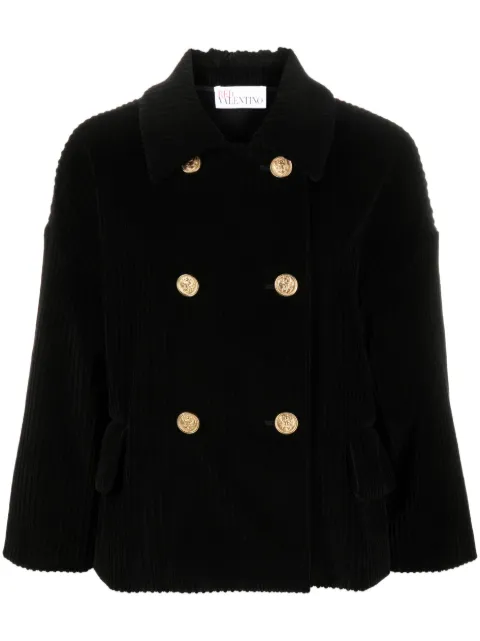RED Valentino double-breasted corduroy pea coat