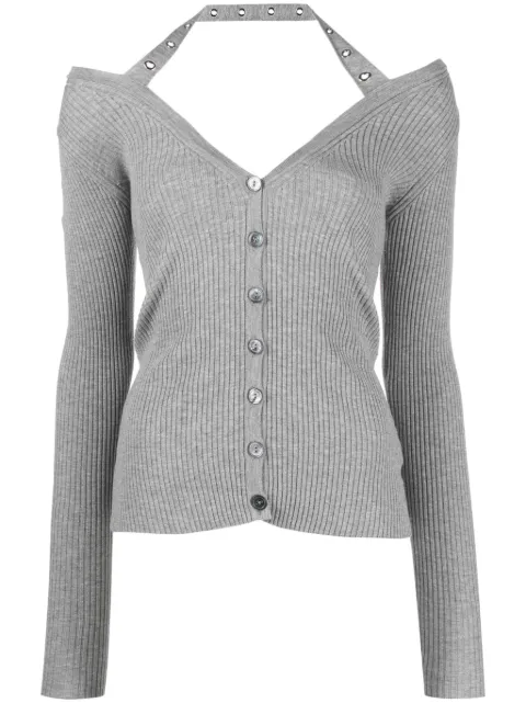 Blumarine halterneck ribbed-knit cardigan