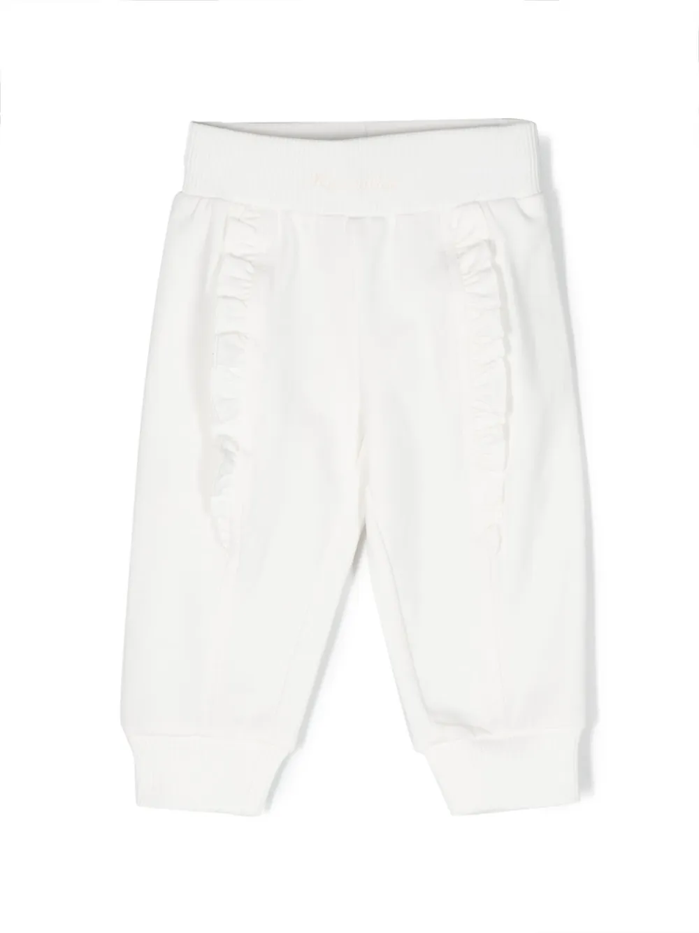 Monnalisa ruffled cotton track pants | White | Image 1