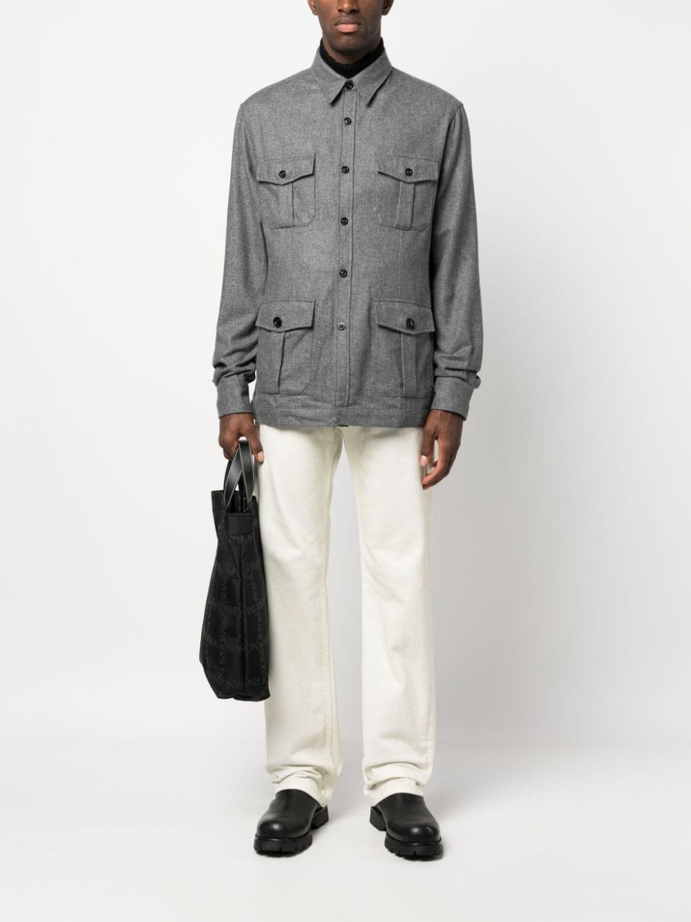 Boglioli cargo-pockets wool shirt - Grijs