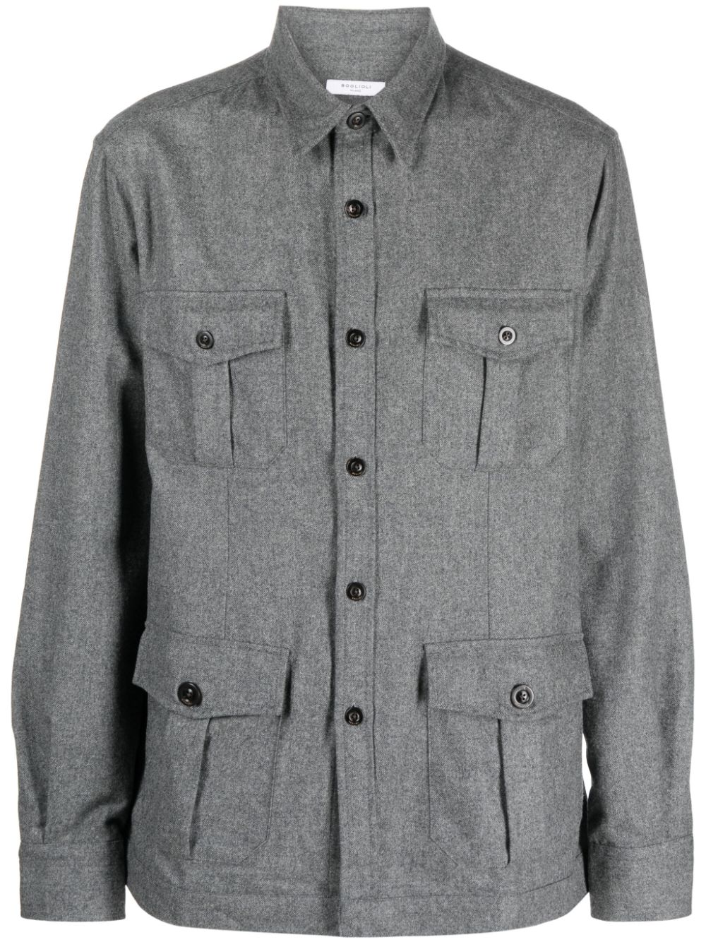 boglioli chemise à poches cargo en laine - gris