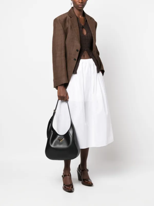 Prada triangle-logo Leather Shoulder Bag | Black | FARFETCH