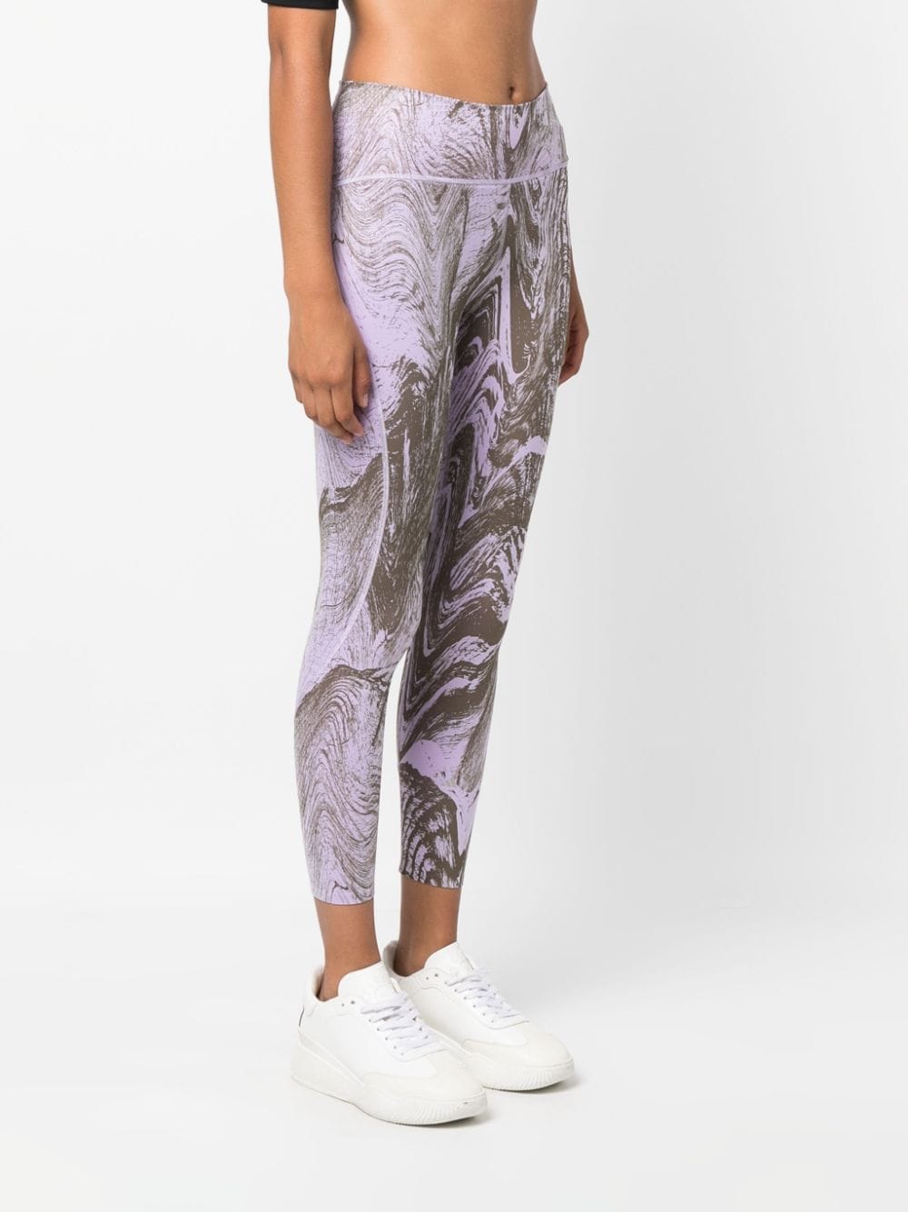 Shop Adidas By Stella Mccartney 7/8 Abstract-print Leggings In Purple