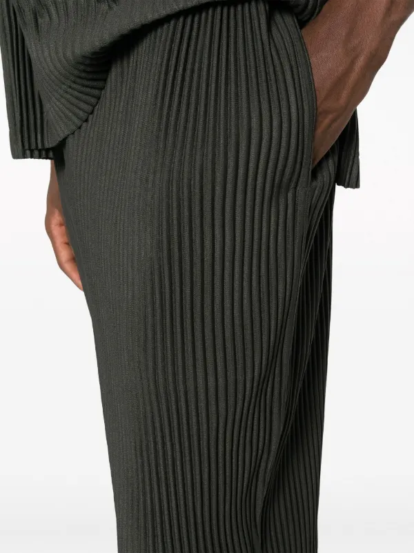 Grey Tapered technical-pleated trousers