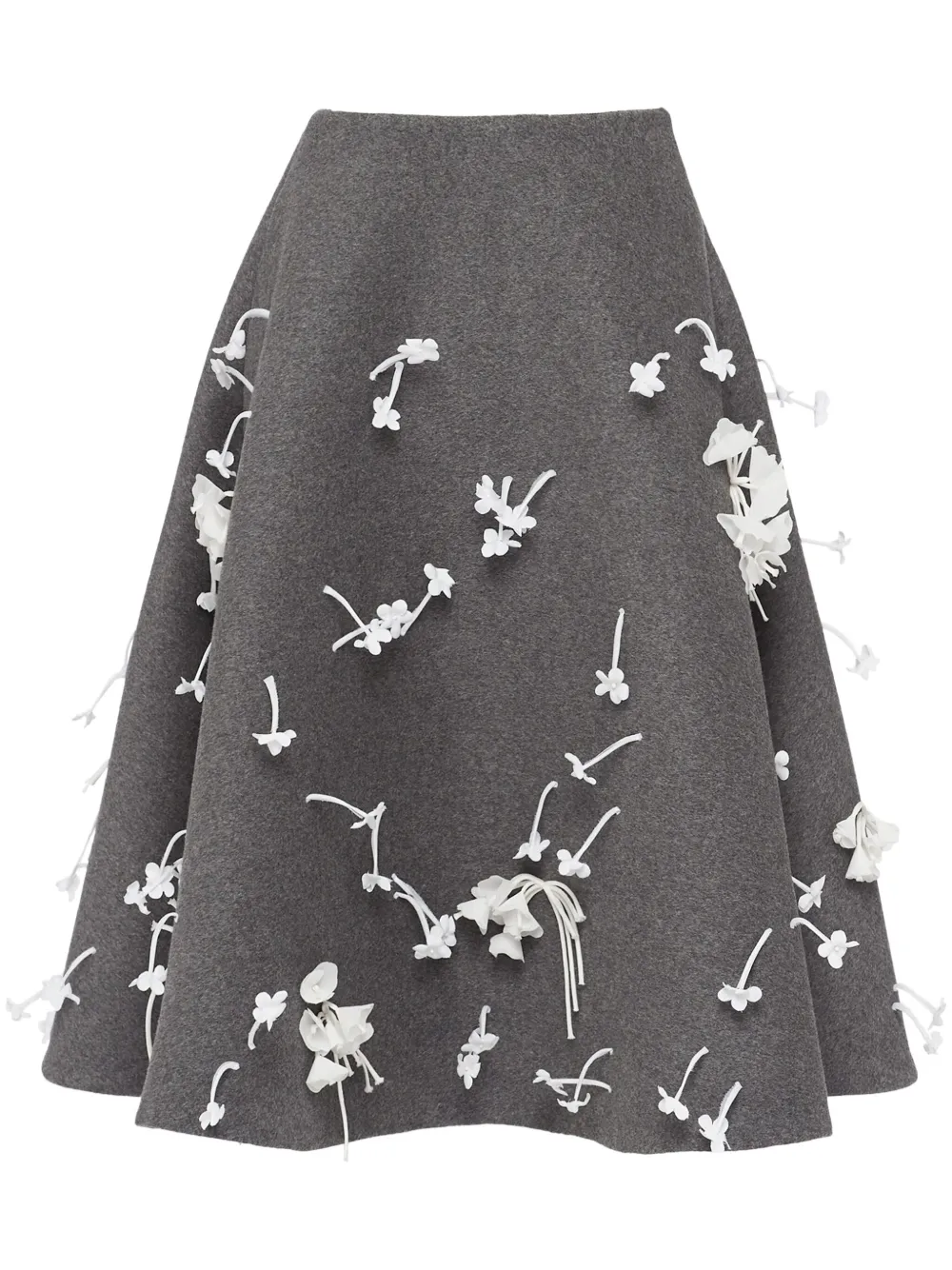 embroidered velour midi skirt