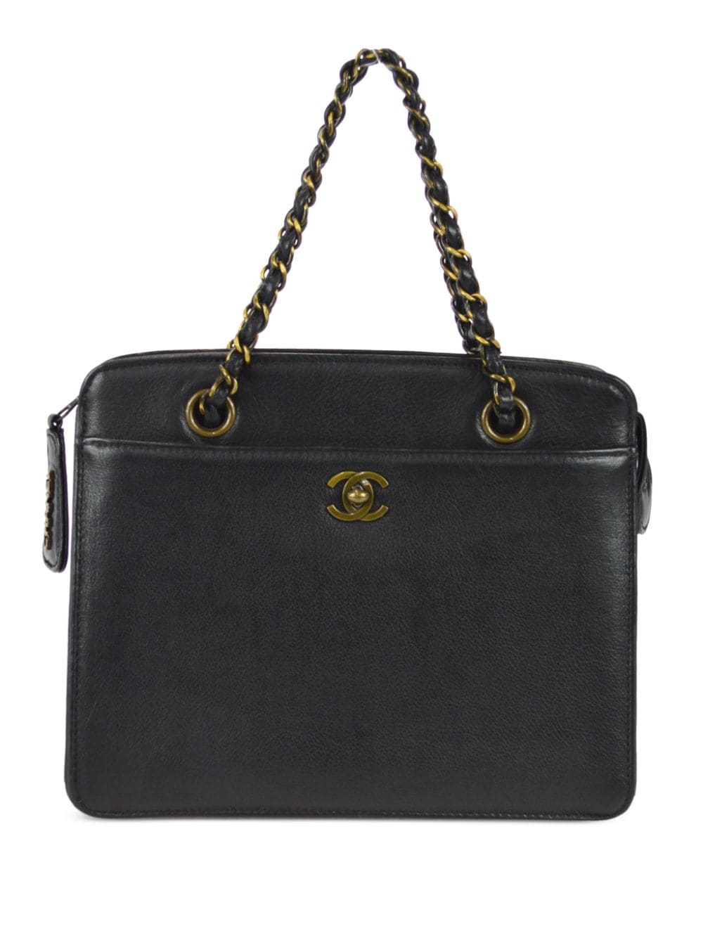 Pre-owned Chanel 1998 Cc Turn-lock Tote Bag In Black