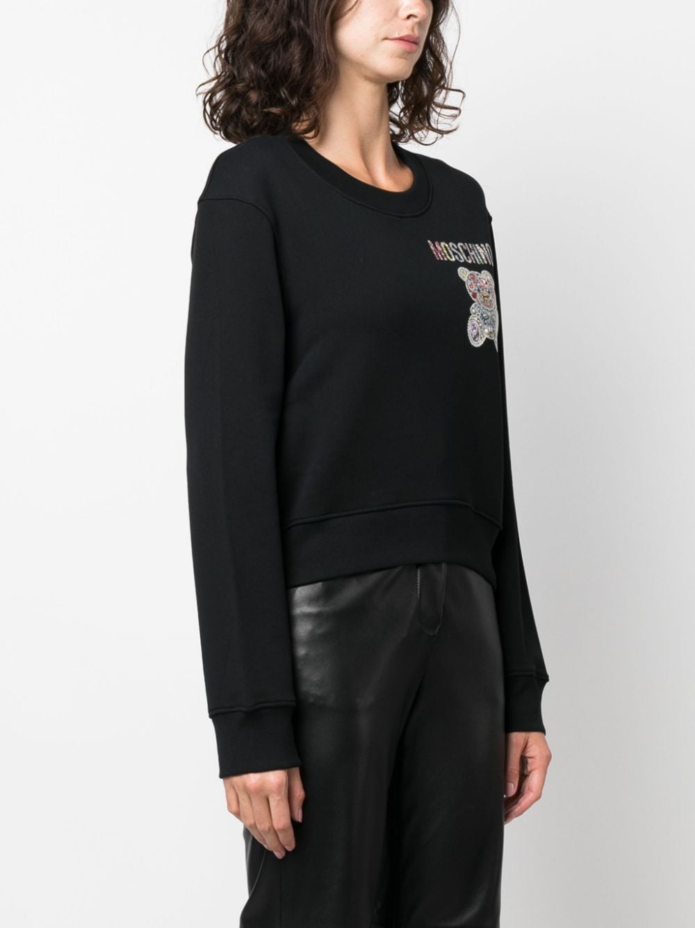 Shop Moschino Graphic-print Cotton Sweatshirt In Schwarz