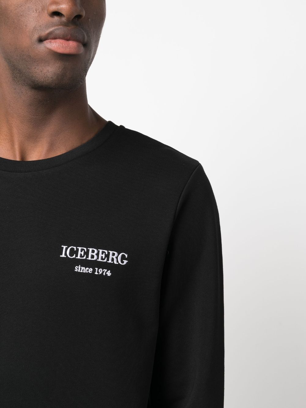 Shop Iceberg Logo-embroidered Cotton Sweatshirt In Black
