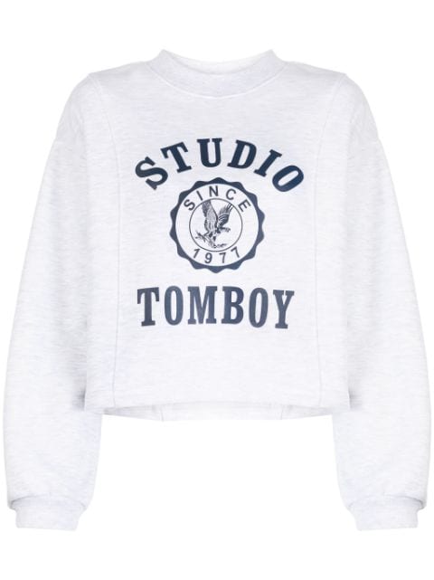 STUDIO TOMBOY logo-stamp cropped sweatshirt