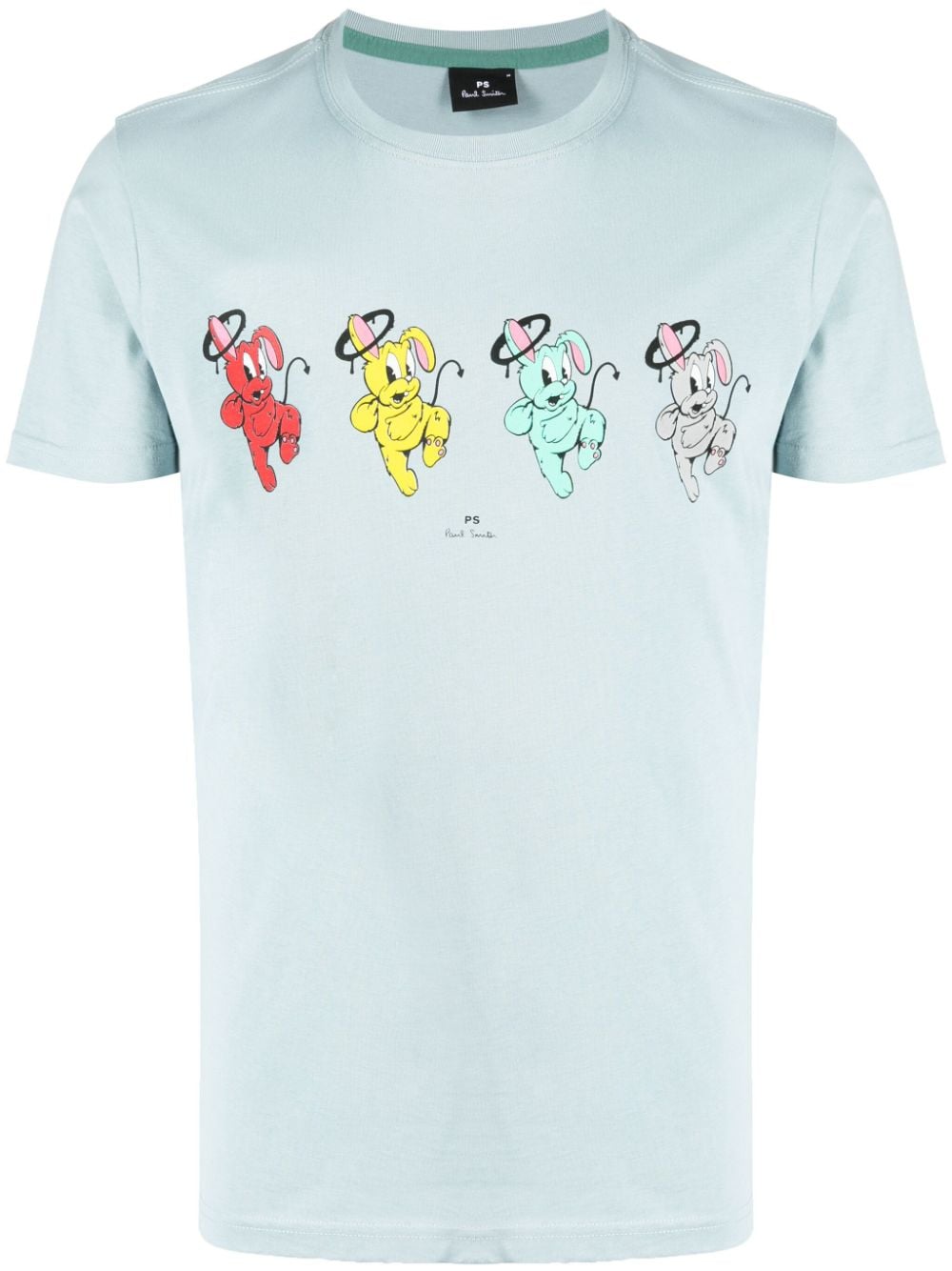 Ps By Paul Smith Bunny-print Cotton T-shirt In Blue