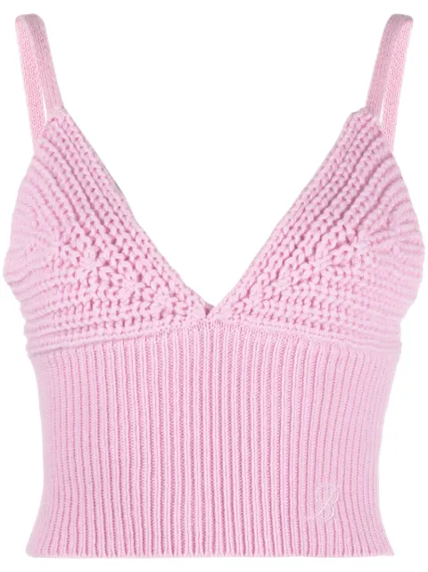 Blumarine V-neck knitted wool top