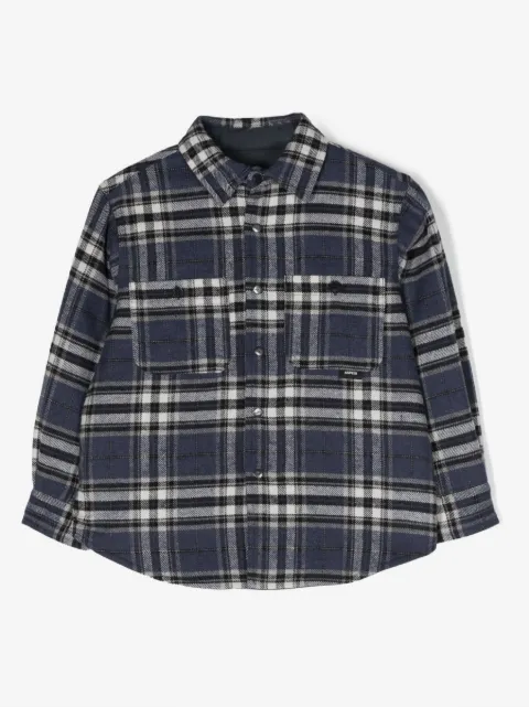 Aspesi Kids chemise en flanelle à carreaux