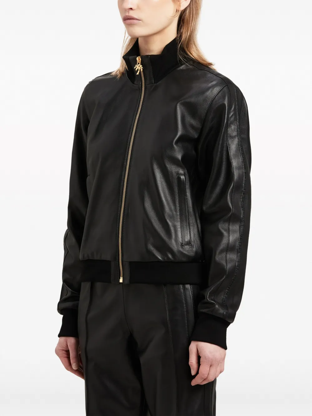 Palm Angels Zip-up Bomber Jacket In Black