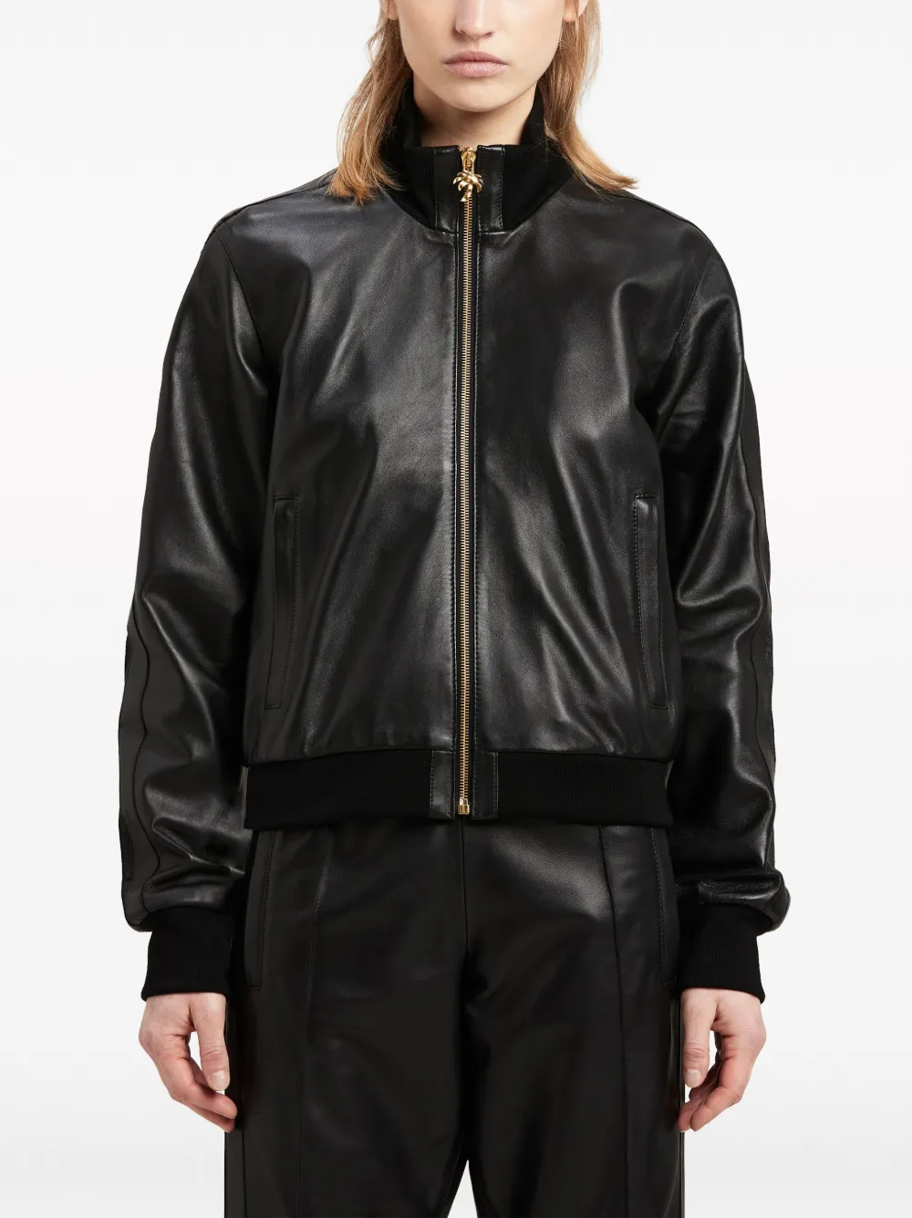 Palm Angels Zip-up Bomber Jacket In Black