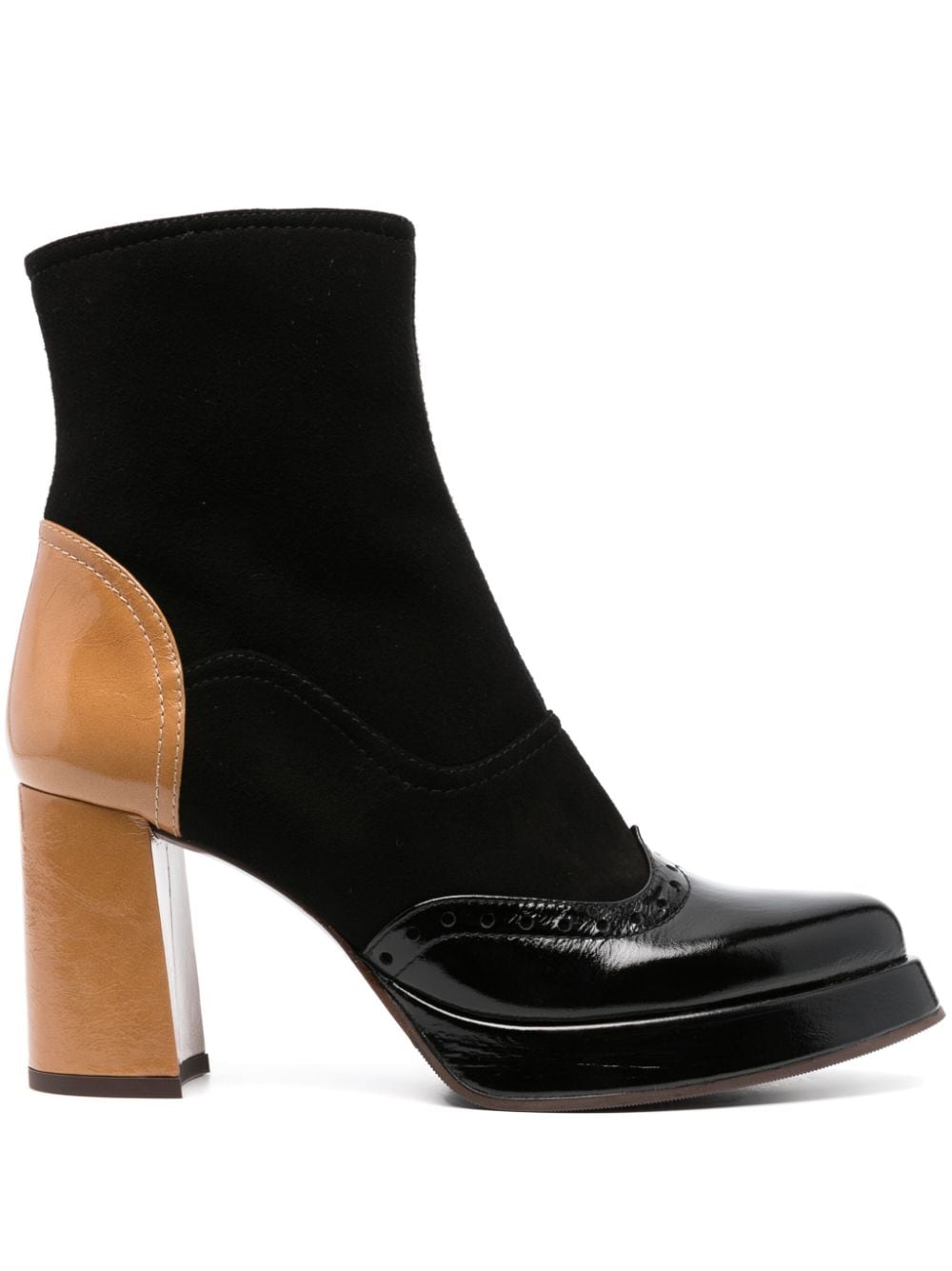 Chie Mihara 80mm Suede Panelled Leather Boots In Black