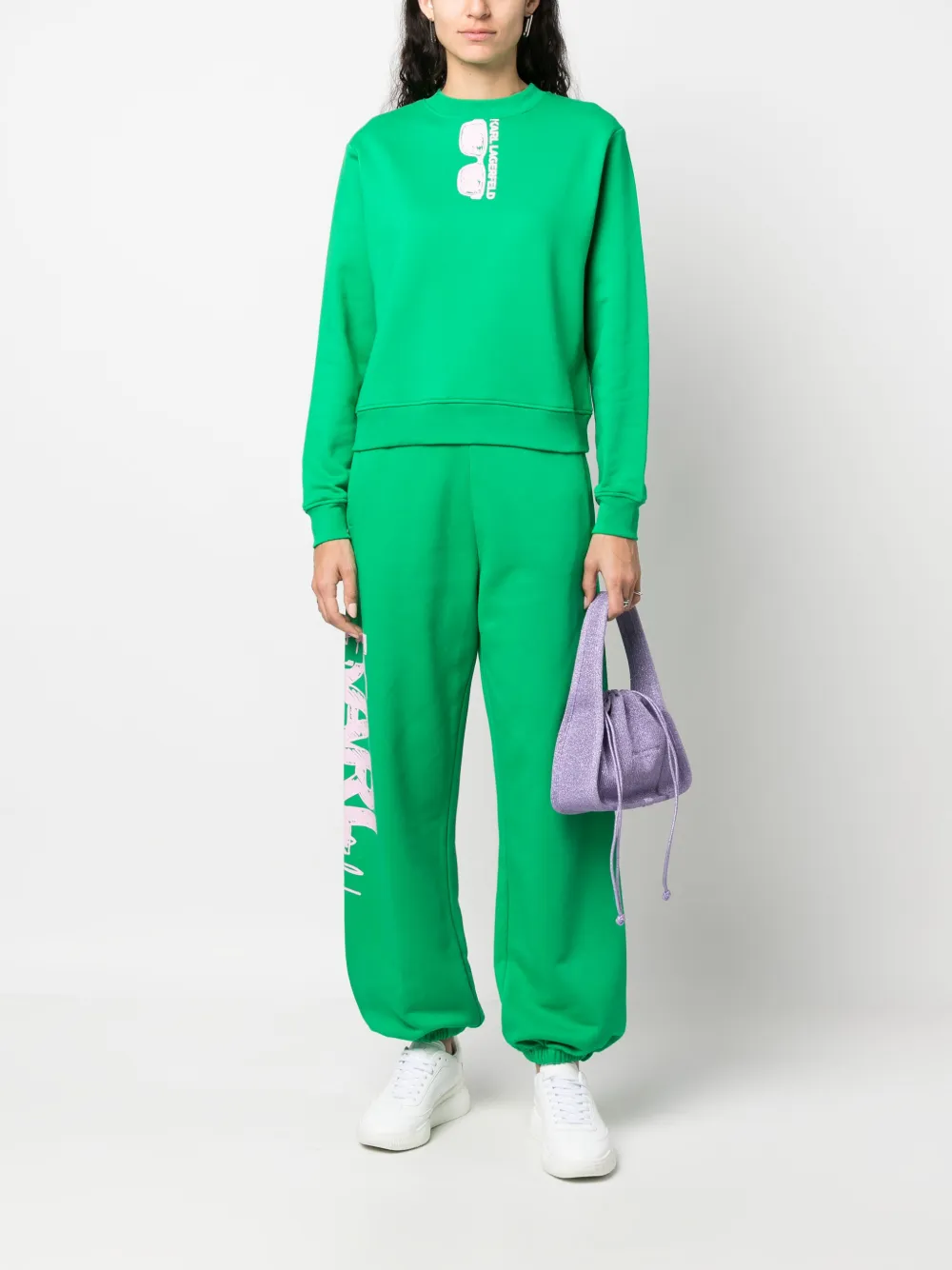 Karl Lagerfeld logo-print crew-neck sweatshirt - Groen