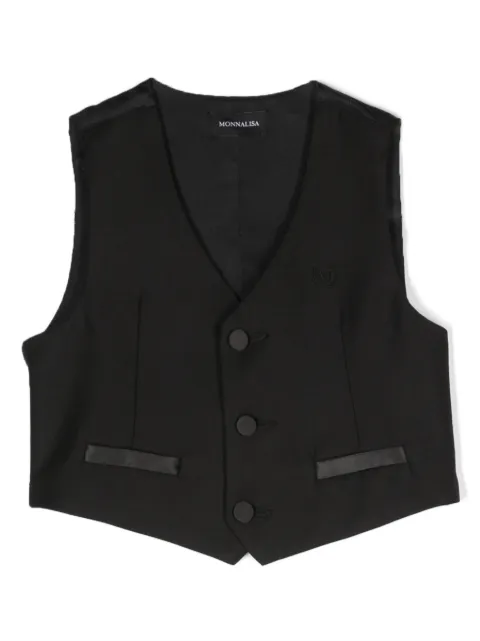 Monnalisa logo-embroidered sleeveless waistcoat