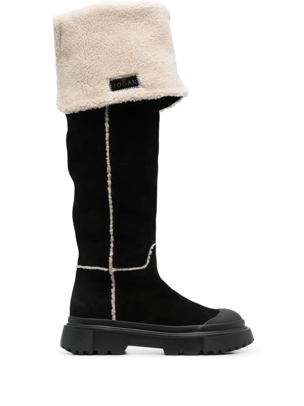 shearling-detail knee-high boots