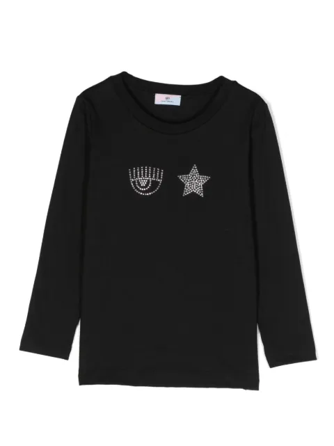Chiara Ferragni Kids سويت شيرت قطن مزين بشعار الماركة