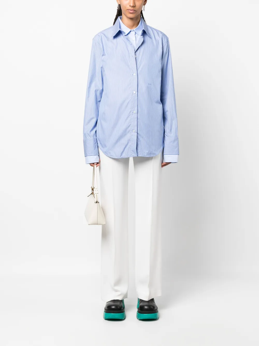 Nº21 layered striped cotton shirt - Blauw