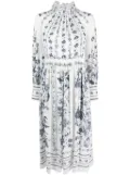 ERDEM floral-print silk midi dress - White