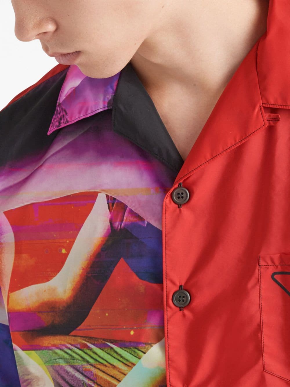 Shop Prada Double Match Re-nylon Shirt In Red