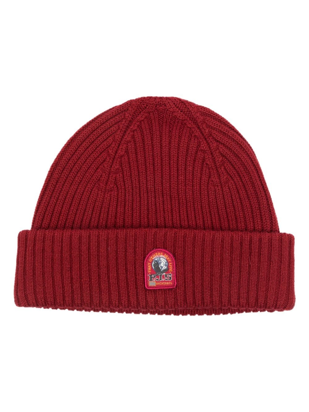 Parajumpers Logo-patch Ribbed-knit Beanie In Red