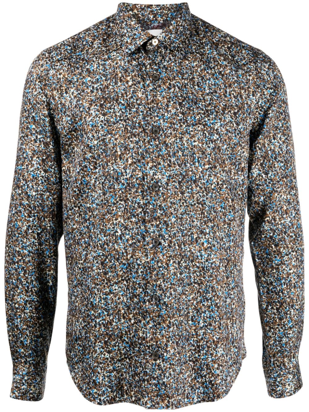 Paul Smith Abstract-pattern Pointed-collar Shirt In Blue
