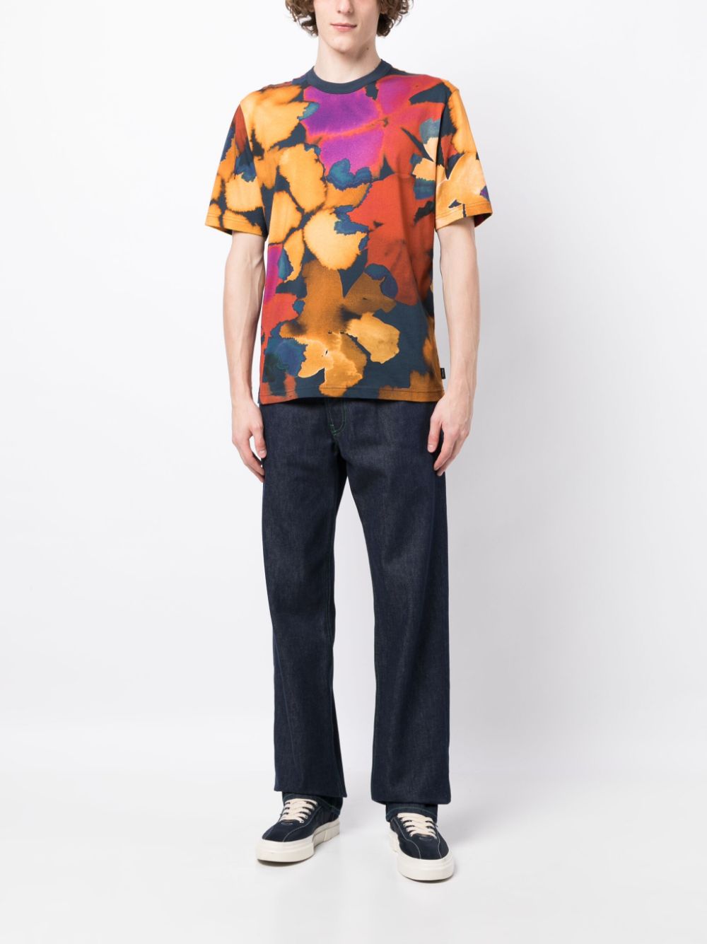 PS Paul Smith T-shirt met bloemenprint - Oranje