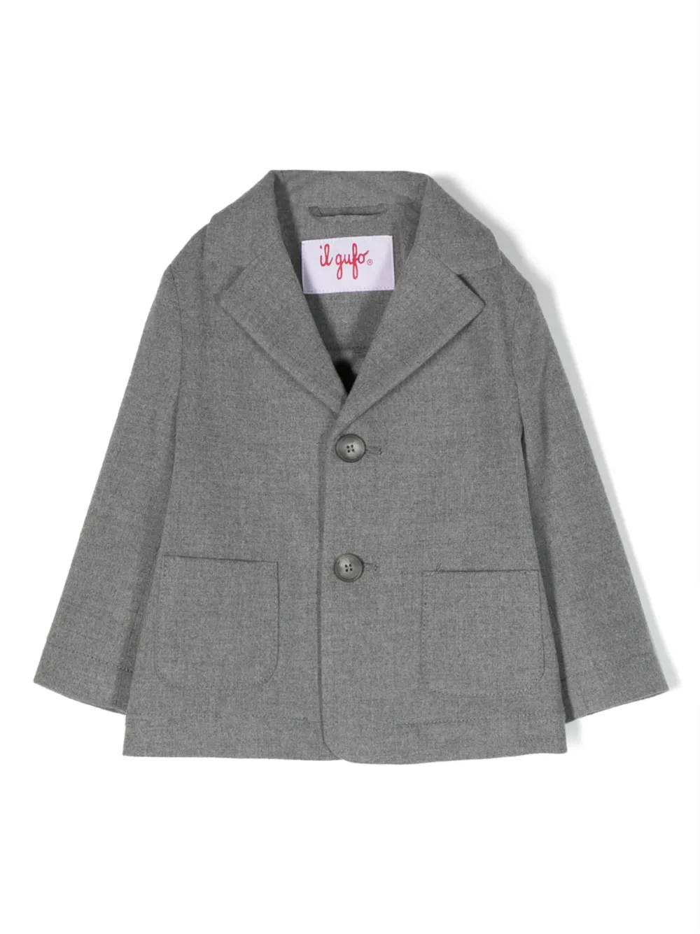 Il Gufo Babies' Logo-embroidered Single-breasted Blazer In Grey