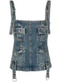 Blumarine multiple-pocket denim corset top - Blue
