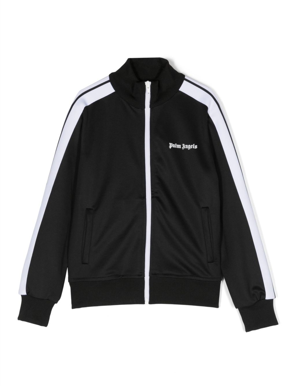 palm angels kids veste zippée en coton à logo imprimé - noir