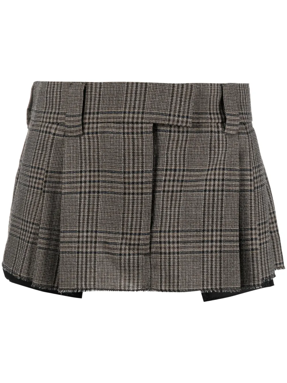 Miu Miu Prince of Wales virgin wool miniskirt