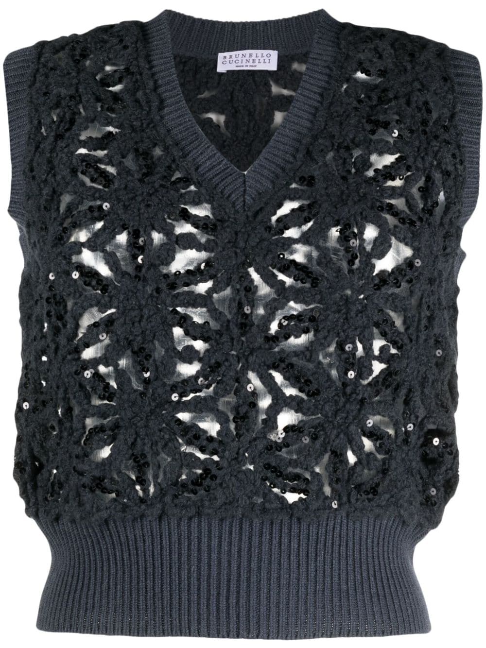 Brunello Cucinelli Raffia Crochet-Knit Bra Top