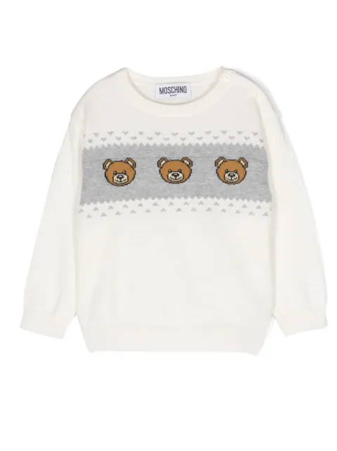 Moschino Kids كنزة بحياكة إنتارسيا وزينة تيدي 