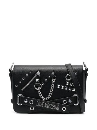 Love Moschino logo lettering Embellished Shoulder Bag Farfetch