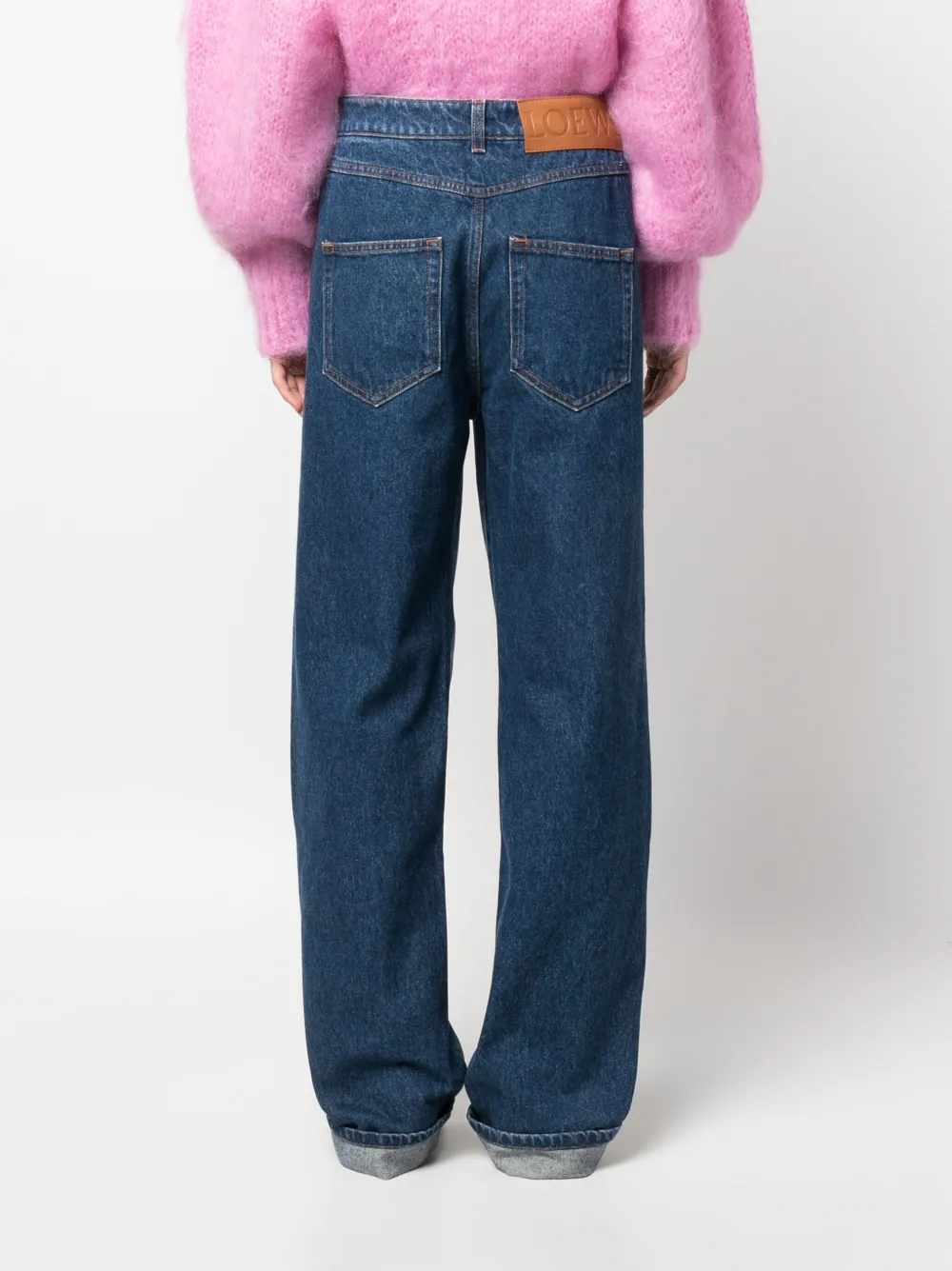 Shop Loewe Deconstructed Wide-leg Jeans In Blue